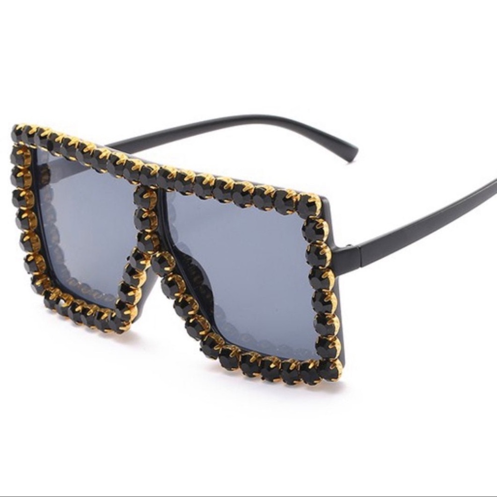 Rhinestone over sized shades black
